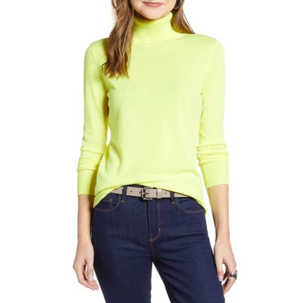 Halogen Merino Wool Turtleneck Pullover Sweater Sm